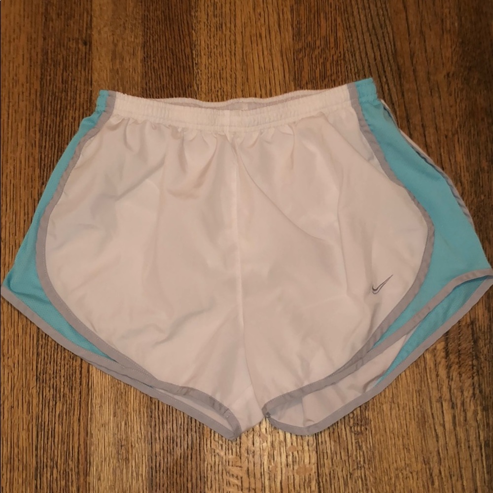 White and Blue Nike Dri-Fit Running Shorts